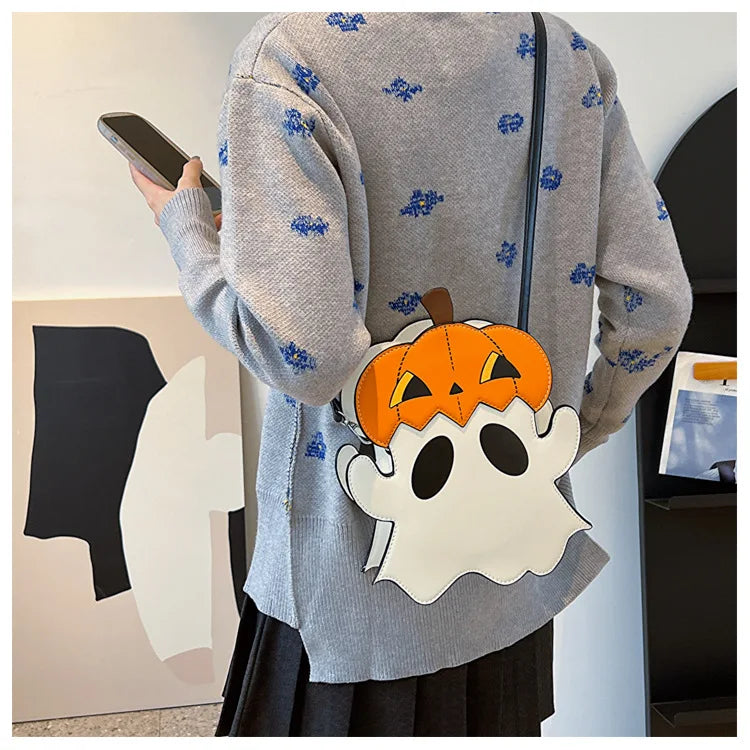 Sac à bandoulière en forme de citrouille d'Halloween drôle sac à main portefeuille décontracté sac à bandoulière de dessin animé