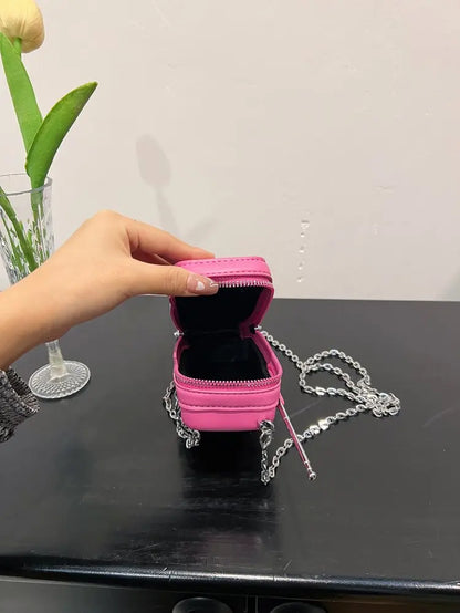 Lindo bolso de hombro para niñas, divertido bolso estilo teléfono móvil, moderno bolso bandolera de un solo hombro con cadena digital y estampado para mujer