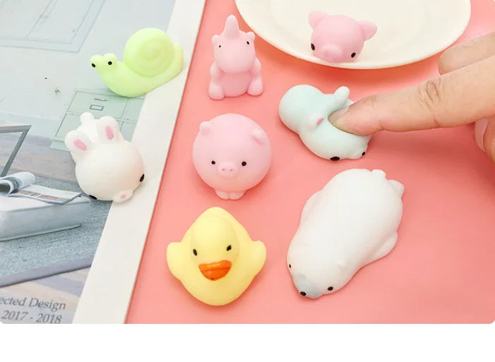 5-50 piezas de juguetes blandos Kawaii Squishy Mochi Anima para niños, pelotas antiestrés, juguetes para aliviar el estrés para fiestas de cumpleaños