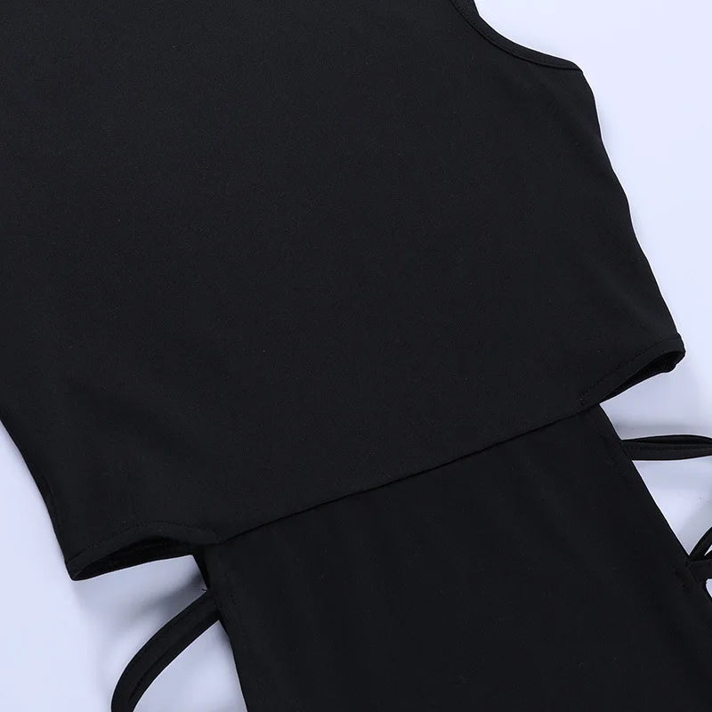 CAKULO Elegante vestido negro sin mangas con vendaje sexy para mujer, vestidos de fiesta sin espalda, ajustados, de moda de verano 2022