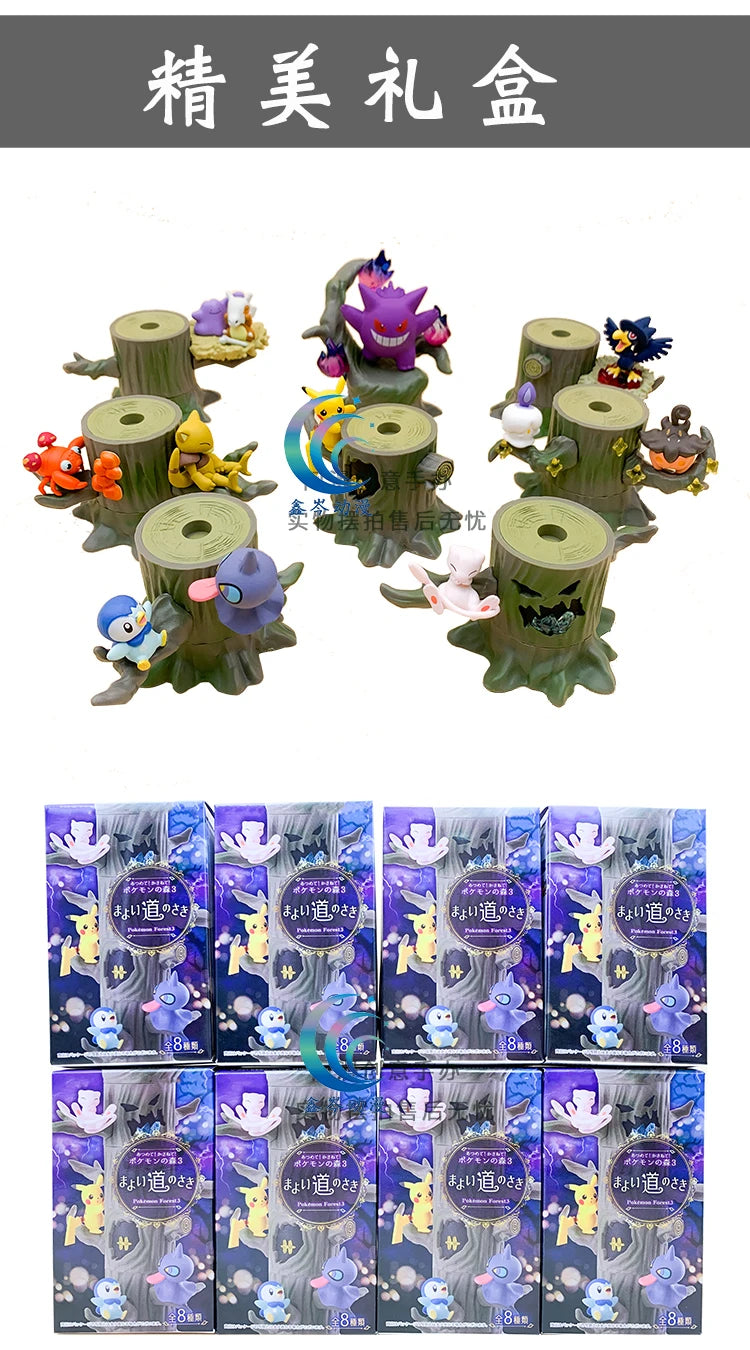 Figurine Pokémon en forme de souche d'arbre, jouet d'Halloween, Gengar, monstre de poche, Pikachu, forêt, figurine d'action, modèle animé, jouet pour enfant, cadeau