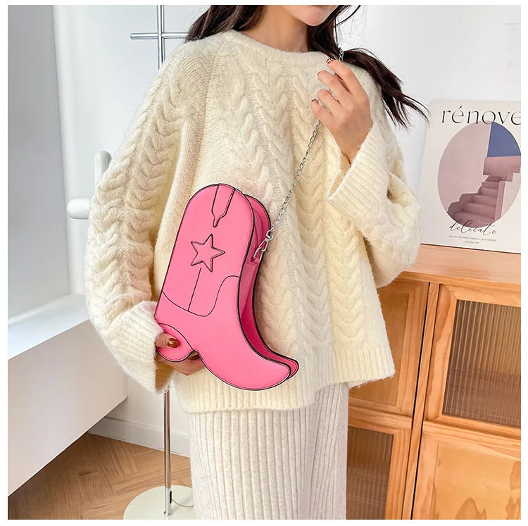 Fashion Funny Long Boots Shaped Handbag Women's Creative Leather Single Shoulder Bag Gothic Personalized Party Mujer Femme Bag