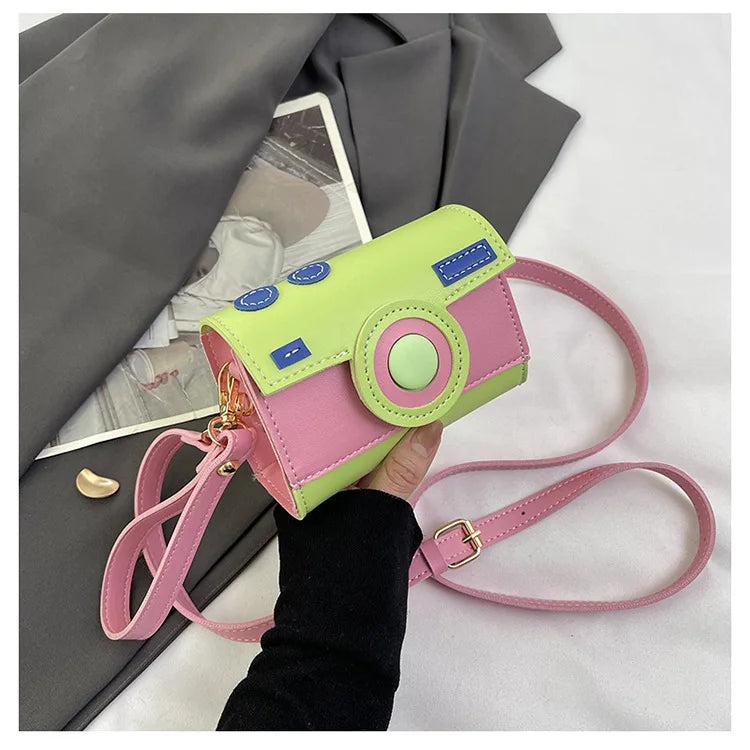 New Women Cute Contrasting Colors Camera Shape Clutch Ladies Casual Mini Crossbody Bag Small Shoulder Bag Purse Messenger Bags