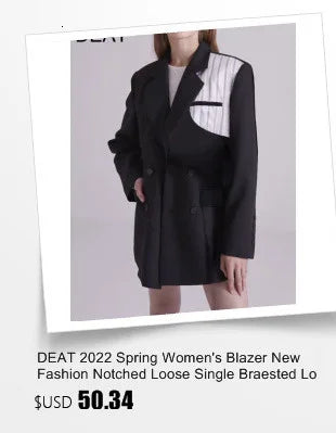 DEAT Fashion Blazer para mujer, nueva moda, chaqueta de traje con muescas de encaje y retazos de manga larga en contraste, otoño 2024, 17A1298