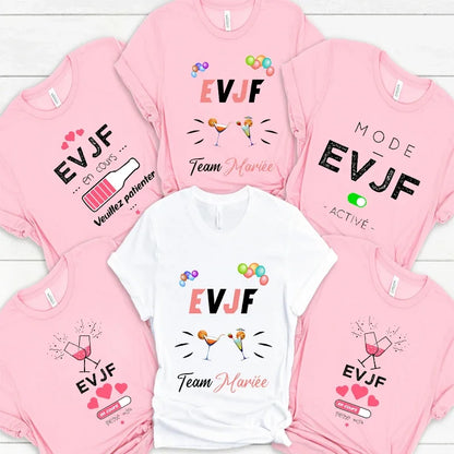 Tee Shirt Evjf Femme French Girls Bachelorette Party Tshirt Team Bride Squad T-shirt Bridal Shower Friends Wedding Hen Party Top