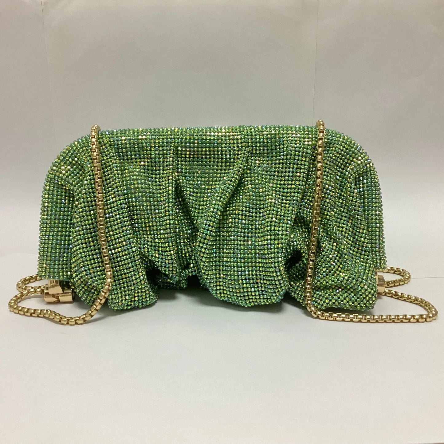 Bolso de mano de lujo con diamantes de imitación fruncidos y degradados para mujer, bolso cruzado con cadena de diamantes brillantes, bolso de fiesta de noche con purpurina