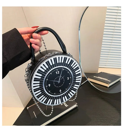 Bolso de hombro para mujer, bolso redondo creativo 2024, lindo bolso cruzado con forma de reloj, bolso pequeño con cadena para mujer