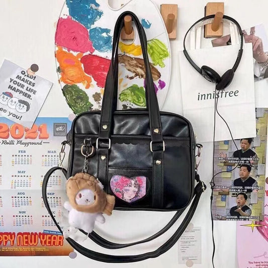 Bolso de escuela secundaria japonés para niñas, bolso de hombro tipo Itabag de cuero sintético suave, bolso de mano tipo Lolita, bolsos cruzados para estudiantes