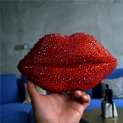 Women Red Lips Clutch Bag High Quality Ladies Acrylic Chain Shoulder Bag Bolsa Evening Bag Lips Shape Purse