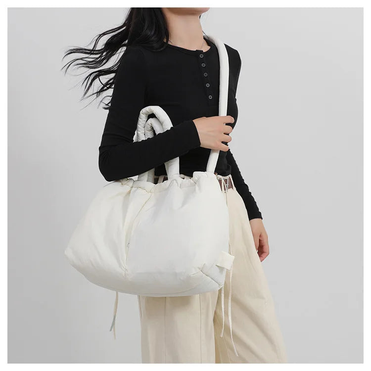 Fashion Large Capacity Puffer Tote Bag Designer Padded Women Handbag Nylon Knotted Strap Shoulder Crossbody Bag Big Shopper Bags