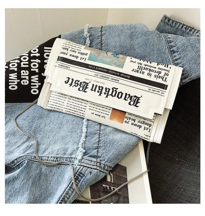 Newspapers modeling day clutch bags letter envelope bag casual shoulder bag purse evening bags with clothing wallet