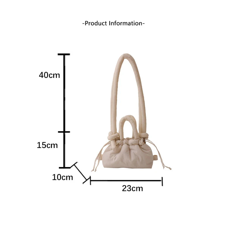 Sac fourre-tout décontracté en nylon rembourré pour femme, sac à main avec bandoulière nouée, joli sac à main d'hiver 2024