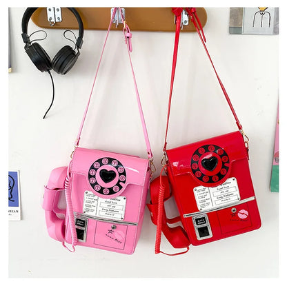 New Telephone Shaped Purses and Handbags for Women Retro Phone Top-Handle Shoulder Bags Crossbody Bag Fashion Female Totes