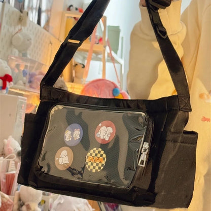 Bolso bandolera transparente con placa de exhibición de insignias para niñas, estilo japonés kawaii, bolso JK, bolso Ita para muñecas, bolsos de hombro