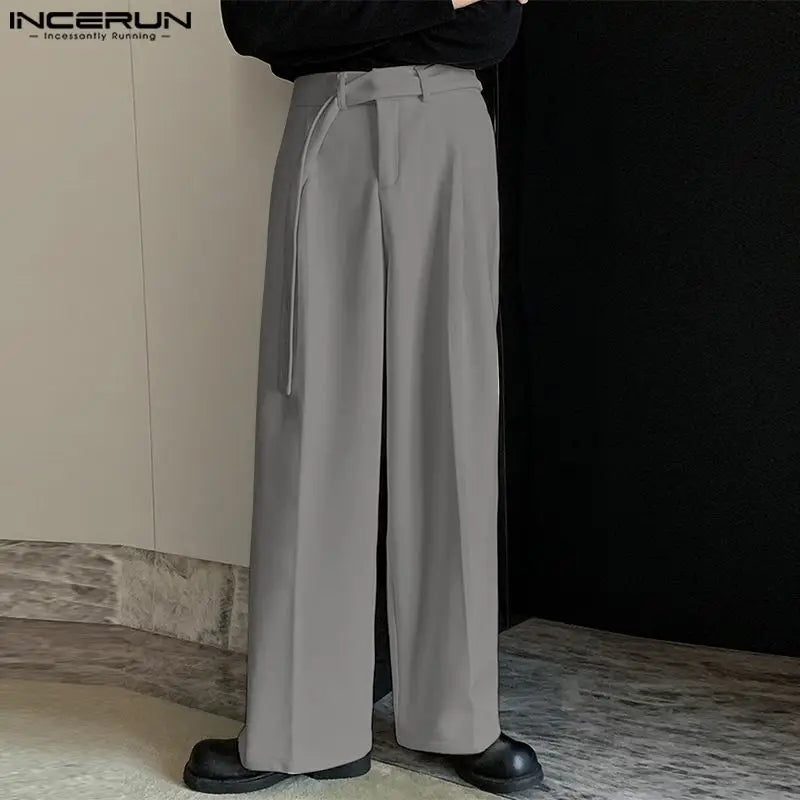 Pantalons pour hommes 2024 Couleur unie Joggers coréens Taille élastique Pantalons droits Hommes Lâche Streetwear Mode Décontracté Pantalons longs INCERUN