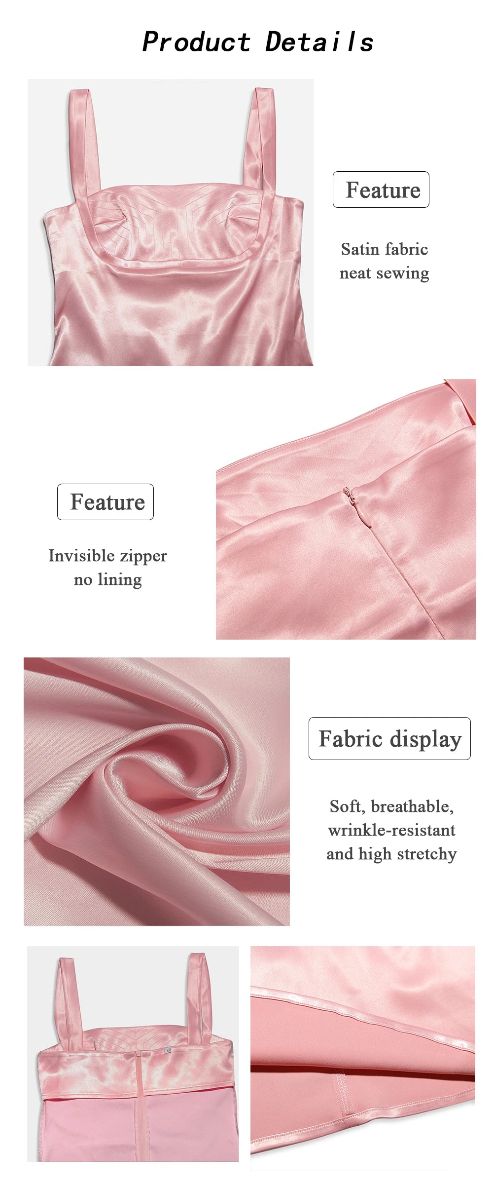 Robe d'anniversaire pour femme, robe trapèze rose, sexy, en satin, robe de soirée, mini, décontractée, bretelles spaghetti, robe de remise de diplôme, extensible