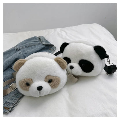 Cute Cartoon Panda Plush Shoulder Bag Kids Crossbody Bag Student Wallet Coin Purse Kids Phone Bag Best Birthday Gift