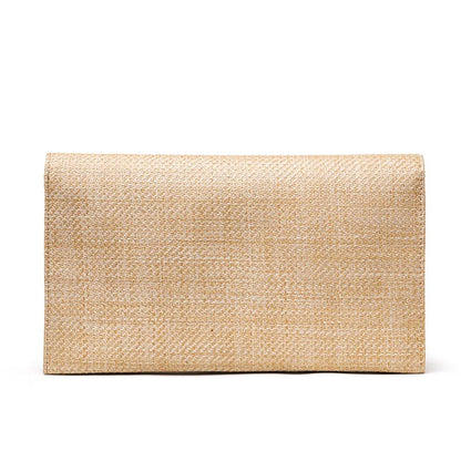 Casual Straw Clutch Bag for Women Chic Metal Lock Lady Handbags Vintage Summer Beach Bag Fashion Party Purses for Female 2024