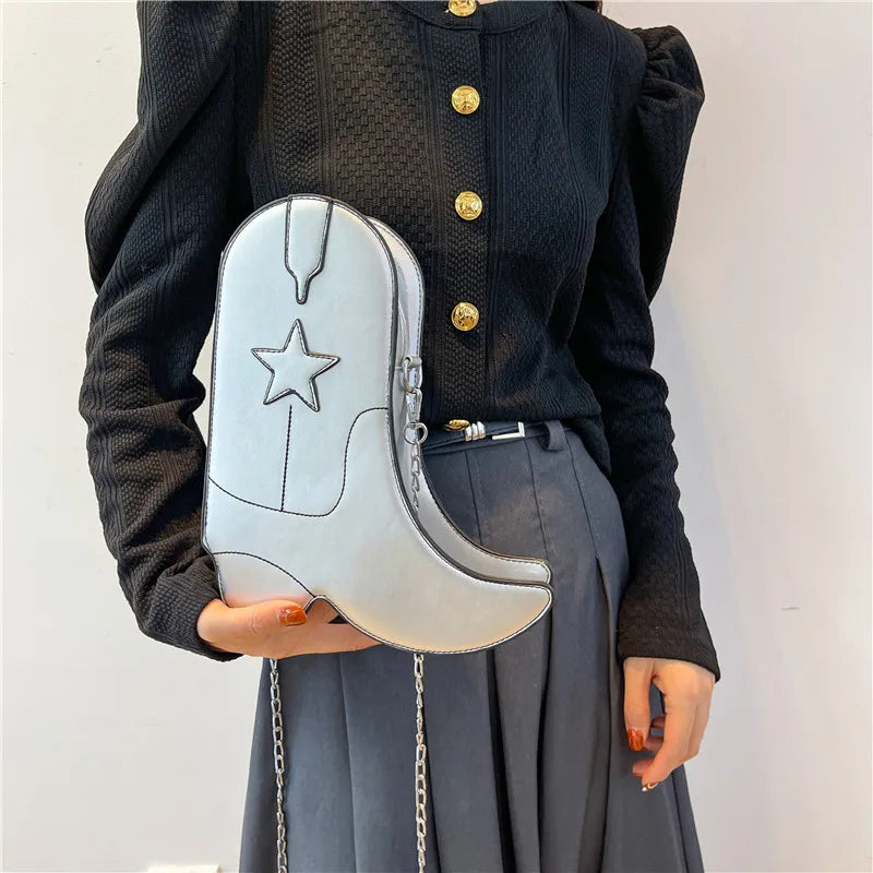 Fashion Funny Long Boots Shaped Handbag Women's Creative Leather Single Shoulder Bag Gothic Personalized Party Mujer Femme Bag