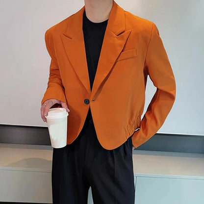 2023 Men Blazer Solid Color Lapel Long Sleeve One Button Korean Casual Suits Streetwear Fashion Male Thin Coats S-5XL INCERUN