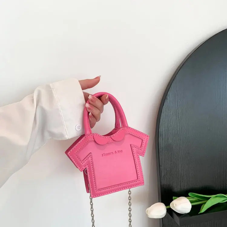 Bolso de hombro pequeño para mujer, bolso con forma de ropa para niñas, mini bolso cruzado con cadena estilo camiseta, bolso portátil de verano para teléfono