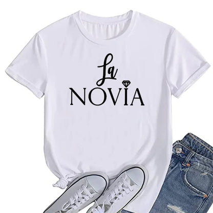 Camiseta de mujer La Novia España con inscripciones para despedida de soltera, despedida de soltera, para mujer, T45