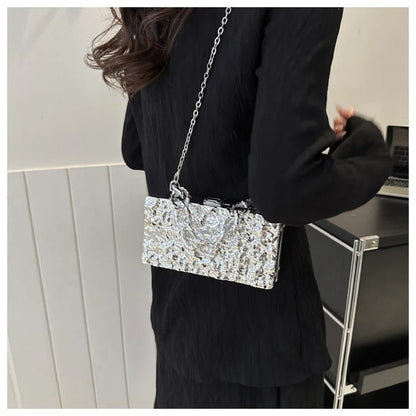 Bolso de mano acrílico con forma de caja de hielo y grietas para mujer, bolso bandolera portátil con cadena gruesa, bolso de cena para mujer, bolso de noche pequeño