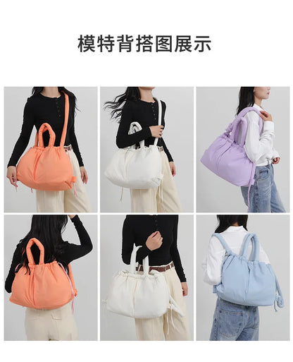 Fashion Large Capacity Puffer Tote Bag Designer Padded Women Handbag Nylon Knotted Strap Shoulder Crossbody Bag Big Shopper Bags