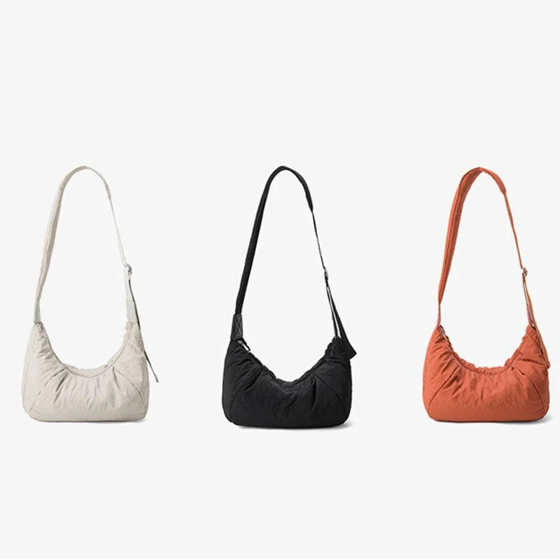 Sacs à bandoulière Hobos décontractés de petite taille pour femmes, sac à bandoulière rembourré en nylon souple, sac messager simple pour téléphone féminin 2024