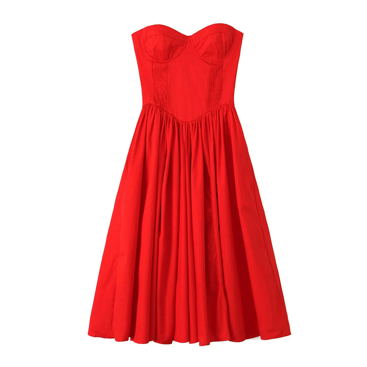 Suninheart Summer Strapless Bodycon Dress 2024 New Arrivals Cotton Red Sexy Party Dresses Fashion Female Clothing