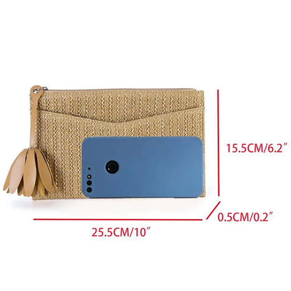 Casual Straw Clutch Bag for Women Bohemian Tassel Envenlope Bag Paper Weave Summer Beach Bag Small Female Purses for Party 2024