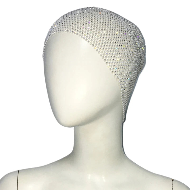 Fishnet Diamond Luxury Cap for Women Shiny Women's Hat Rhinestone Kerchief Hip Hop Headwear Nightclub Party Fashion Head Scarf