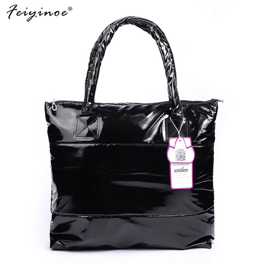 Sac à main pour femme 2024 Sac à main d'hiver Sacs en duvet de coton Sacs à bandoulière pour femmes Sacs à poignée supérieure Sac solide Sac seau Mode Totes Doux