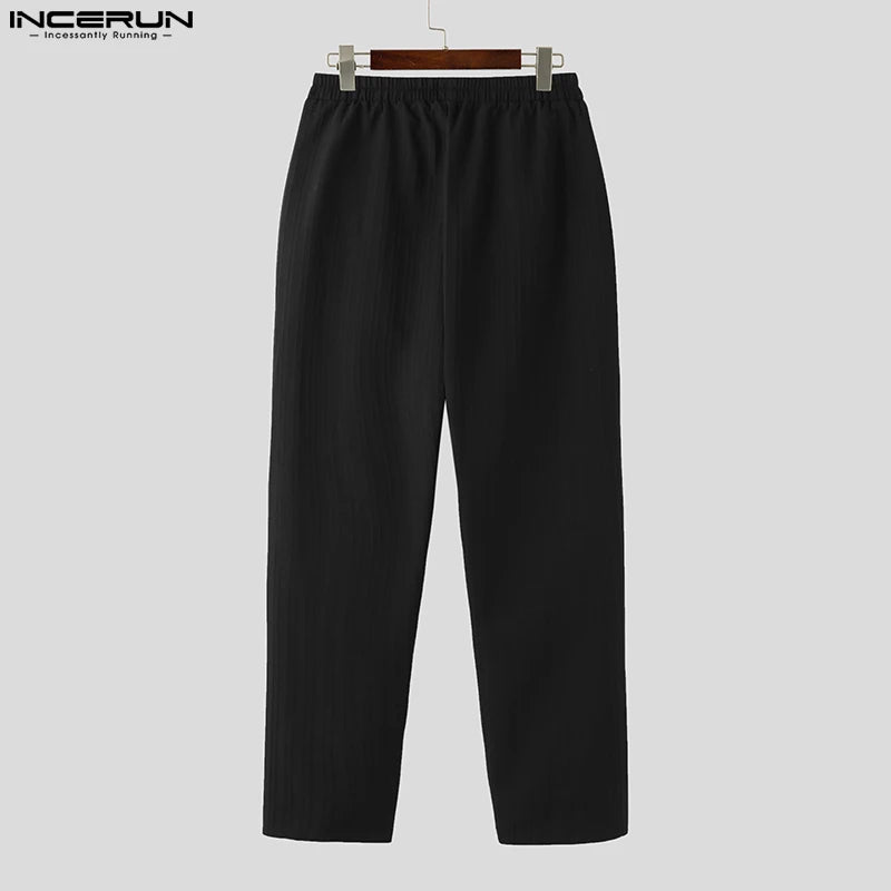 Conjuntos de estilo casual de moda para hombres INCERUN Venta caliente Conjuntos de camisas de manga larga y pantalones Traje de rayas elegante para hombres 2 piezas S-5XL 2023