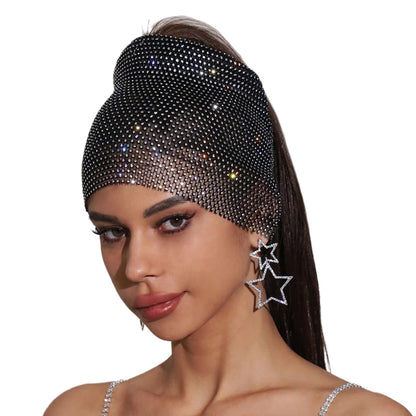 Fishnet Diamond Luxury Cap for Women Shiny Women's Hat Rhinestone Kerchief Hip Hop Headwear Nightclub Party Fashion Head Scarf