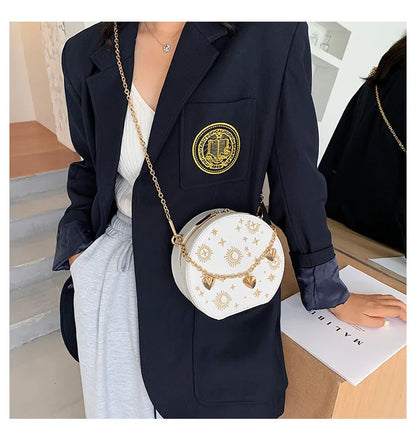 Fashion Starry Sky Round Bags Women Crossbody Bag Luxury Chain Circular Shoulder Bag Lady Small Embroidery Women's Handbag