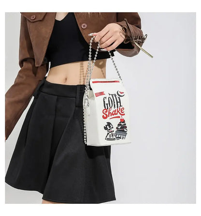 Printed Graffiti Small Square Bag Fashion Cool Crossbody Bag Funny Box Shoulder Bag For Girls