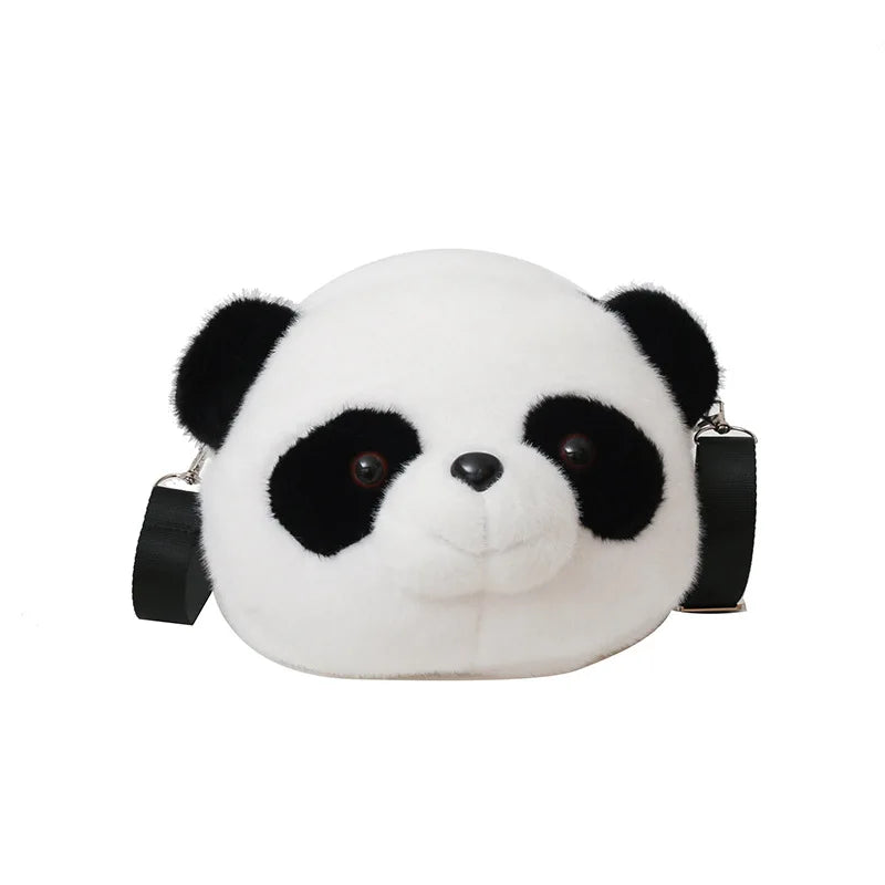 Cute Cartoon Panda Plush Shoulder Bag Kids Crossbody Bag Student Wallet Coin Purse Kids Phone Bag Best Birthday Gift