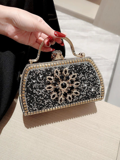 Bolso de noche de lujo para mujer, bolso de mano brillante con diamantes de imitación, bolso de banquete, bolso de mano de alta calidad