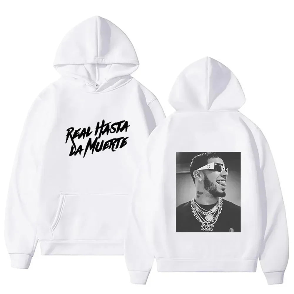 Sweat à capuche imprimé du rappeur Anuel AA pour homme et femme, sweat-shirt surdimensionné à la mode, style hip-hop, Harajuku, pull unisexe, vêtements pour femmes