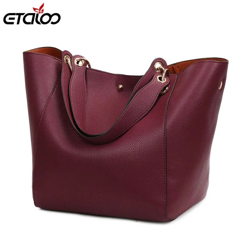 Leather Handbags Big Women Bag Female Bags Trunk Tote Shoulder Bag High Quality Casual Ladies Large Bolsos 2pcs/set Fashion Soft