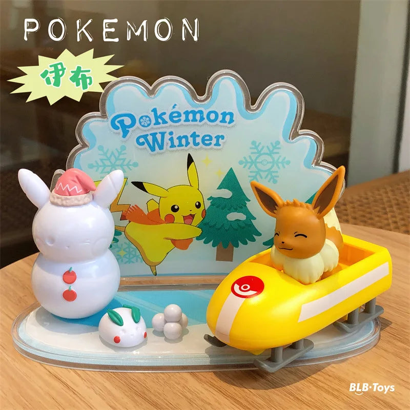 Figurines Pokémon Pocket Monster Pet Elf Ball Scene Set Jouet Pikachu Anime Figure Modèle Enfants Cadeau