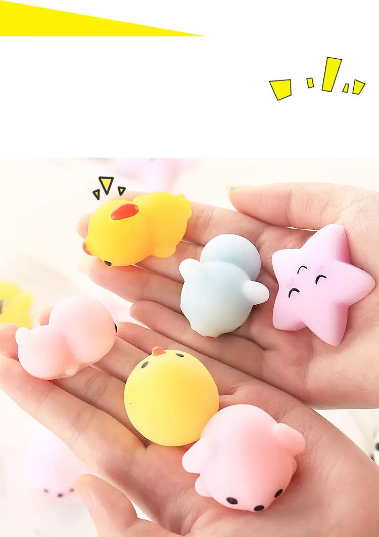 5-50 piezas de juguetes blandos Kawaii Squishy Mochi Anima para niños, pelotas antiestrés, juguetes para aliviar el estrés para fiestas de cumpleaños