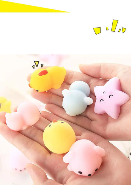 5-50 piezas de juguetes blandos Kawaii Squishy Mochi Anima para niños, pelotas antiestrés, juguetes para aliviar el estrés para fiestas de cumpleaños