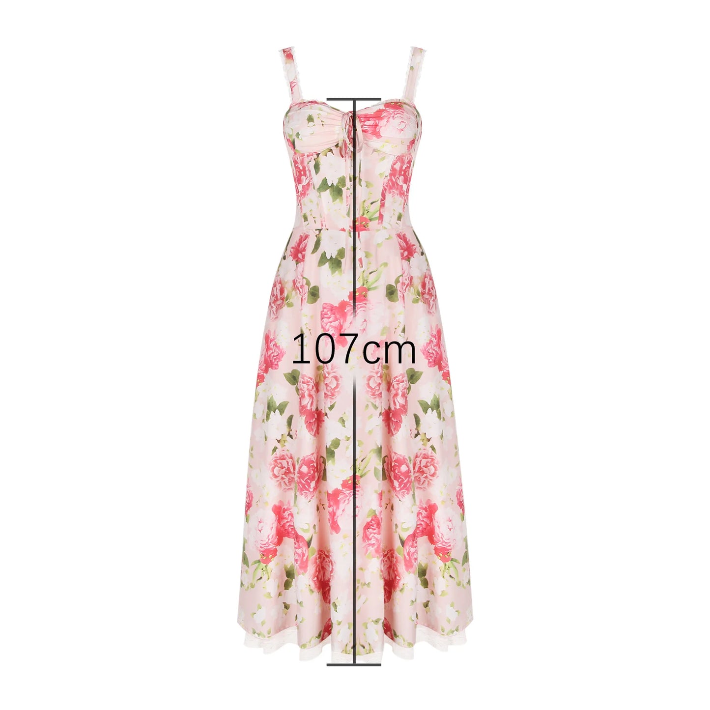 Suninheart Summer Elegant Midi Dress 2024 New Arrivals Floral Print Casual Holiday Party Dress Flare Women Dress Wholesale