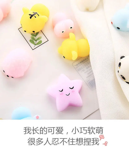 5-50 piezas de juguetes blandos Kawaii Squishy Mochi Anima para niños, pelotas antiestrés, juguetes para aliviar el estrés para fiestas de cumpleaños