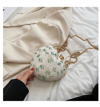 High-quality texture summer ladies lace handbag 2022 new fashion chain wild flowers love one-shoulder messenger bag