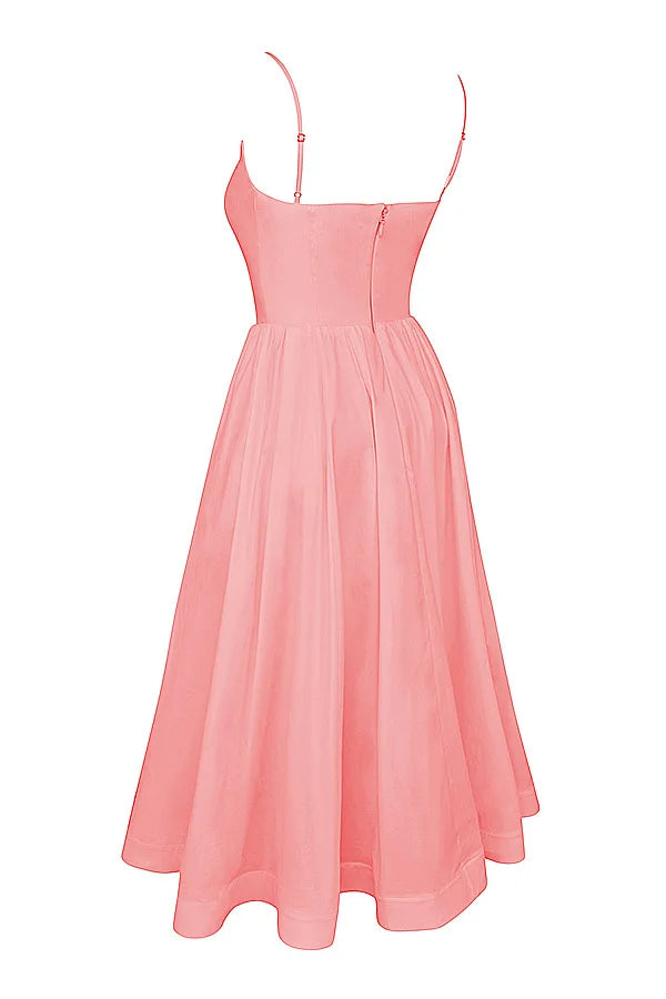 Suninheart Mujeres Elegantes Vestidos de Fiesta Largos Rosa Tirantes Espagueti Vestido de Una Línea Casual Vacaciones Vacaciones Vestido de Cumpleaños de Damas