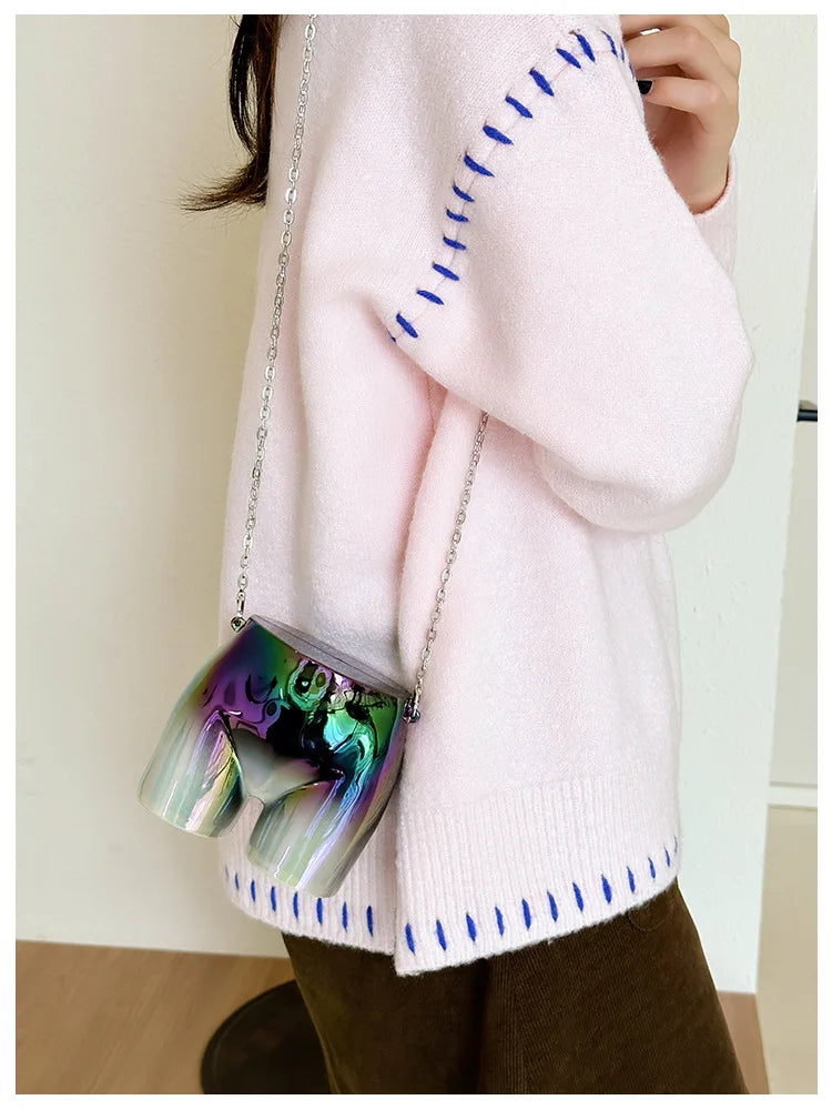 Funy Small Square Bag Personality Design Hip Style Bag Summer New Simple Leisure Mini Shoulder Bag Chain Crossbody Bag