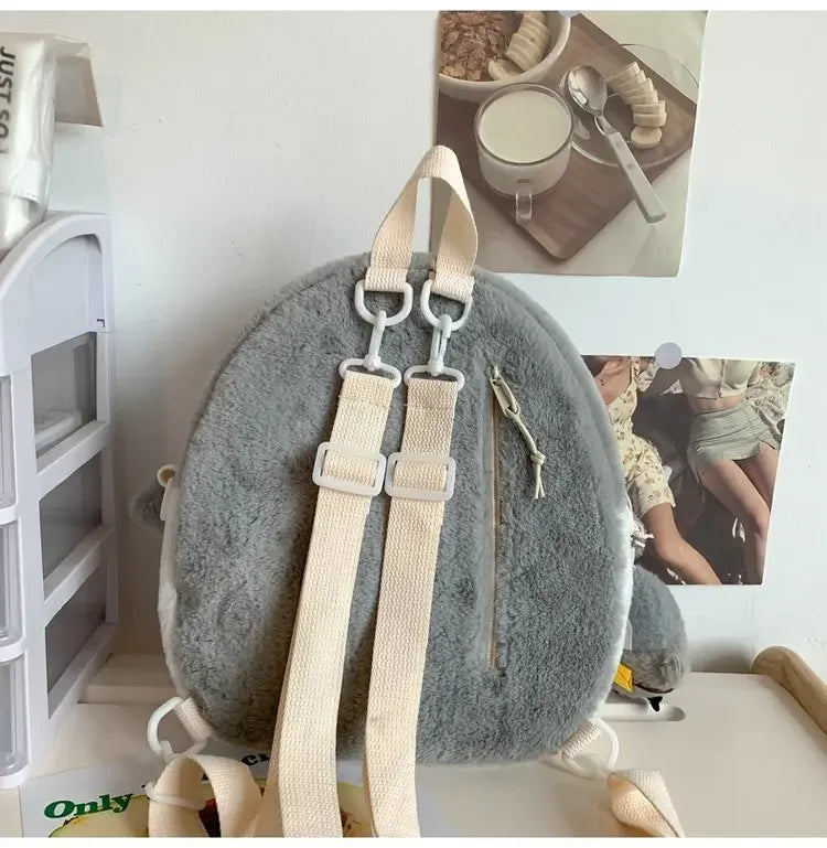 Sac à dos en peluche douce Kawaii pour femmes, mignon pingouin, mini sac à dos d'école pour adolescentes, sacs chauds en fausse fourrure, Mochilas Femininas